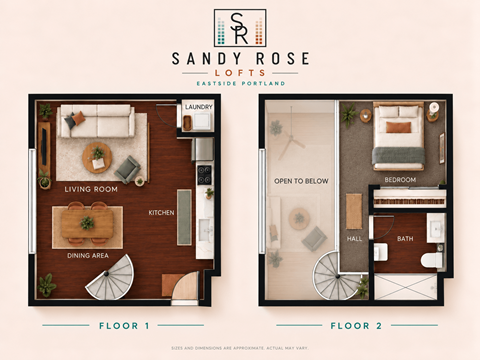 Floor plan for 1 bed, 1 bath, 543 sqft